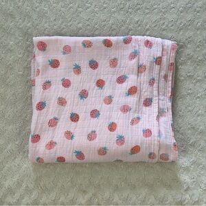 Angel Dear Strawberry Baby Swaddle Blanket Strawberries Pink Cotton Bamboo Blend
